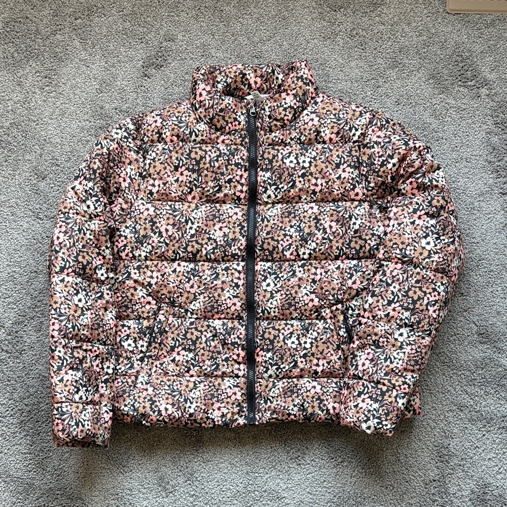 Time and Tru Floral Jacket - Black and Pink